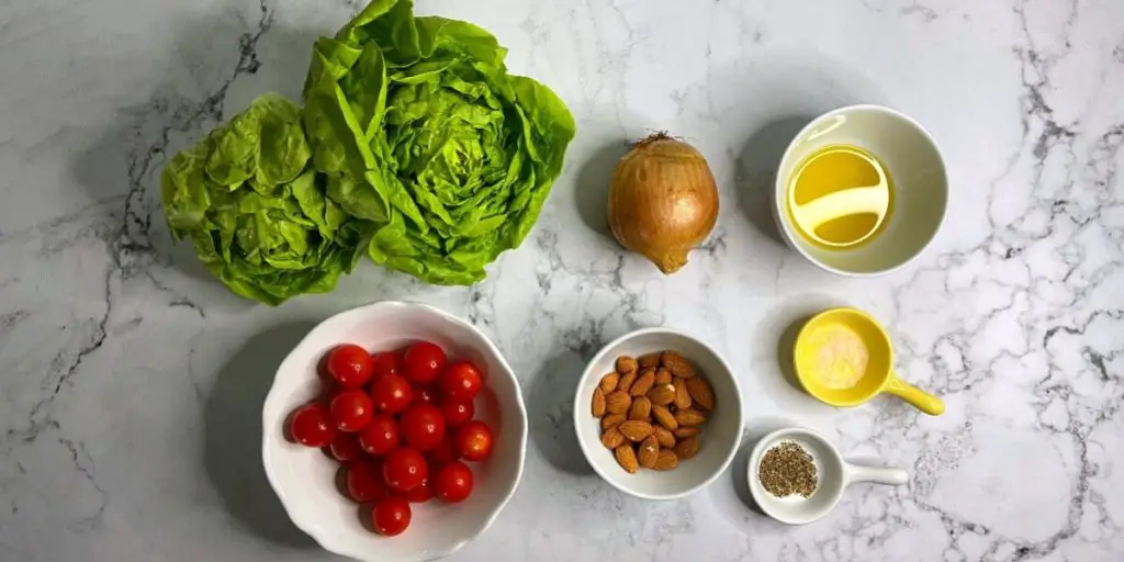 ingredients for fresh vegetable salad